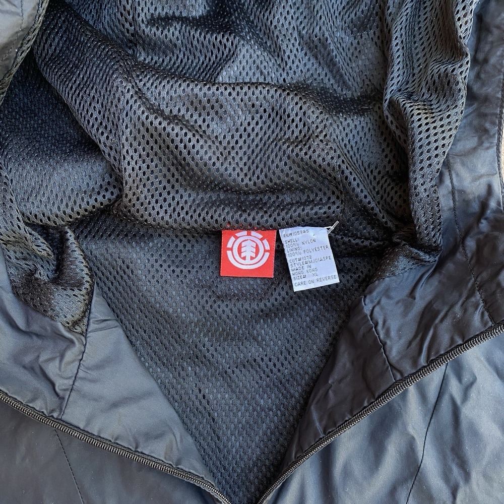 Vintage Element Skateboards Hooded Anorak Jacket Windbreaker Black XL Parka - Picture 6 of 13